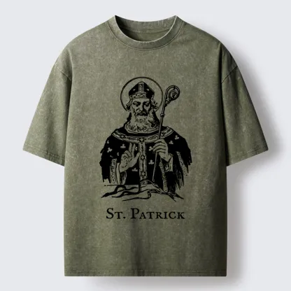 Tokyo-Tiger Catholic Saint Patrick Washed T-Shirt