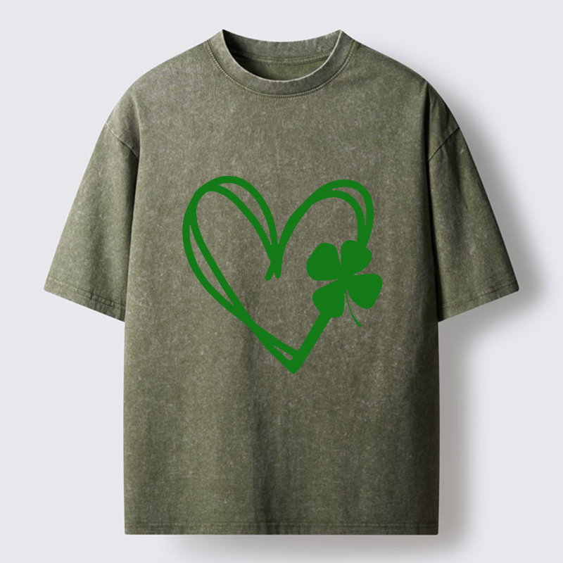Tokyo-Tiger Heart And Clover Washed T-Shirt