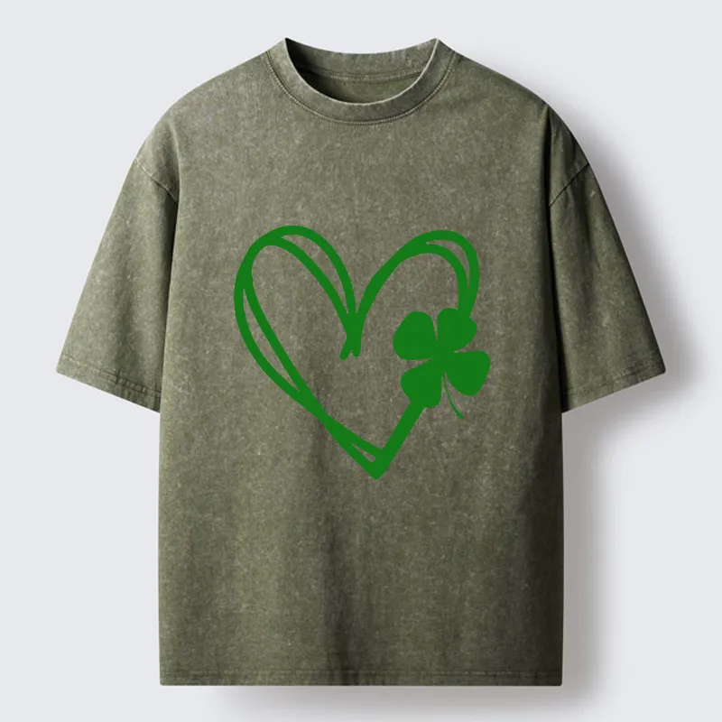 Tokyo-Tiger Heart And Clover Washed T-Shirt