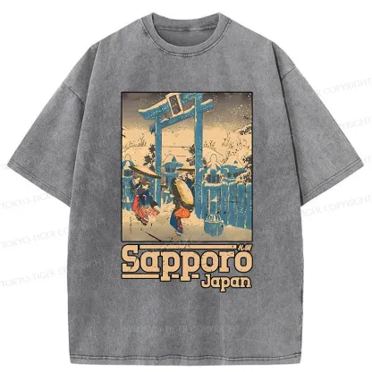 Tokyo-Tiger Sapporo Snow Scene Washed T-Shirt