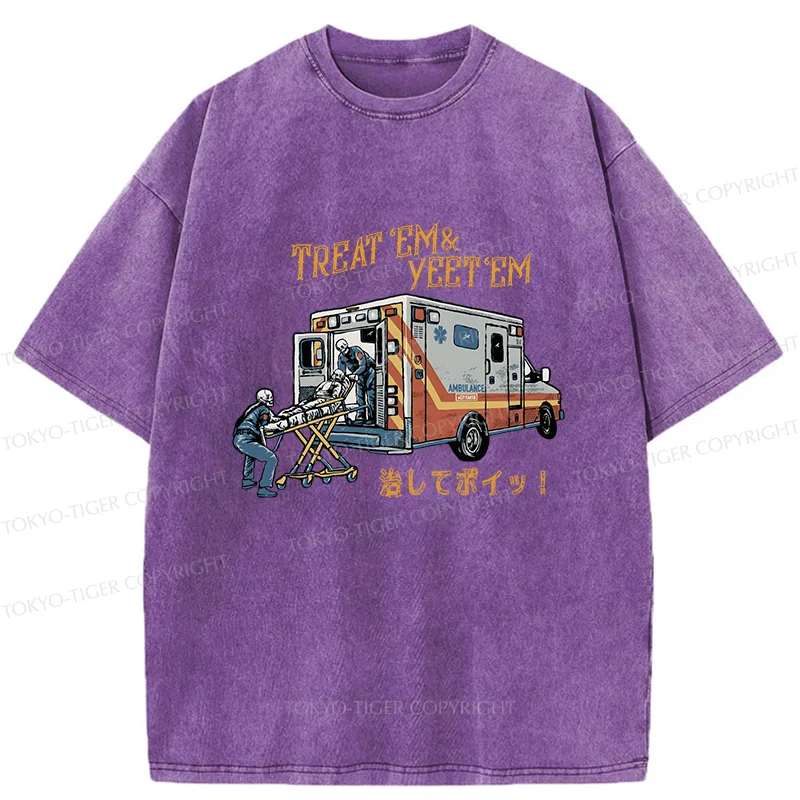 Tokyo-Tiger Ambulance Funny Washed T-Shirt