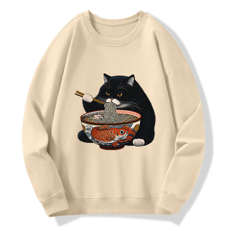 Tokyo-Tiger Fat Cat Eating Ramen Classic Sweatshirt