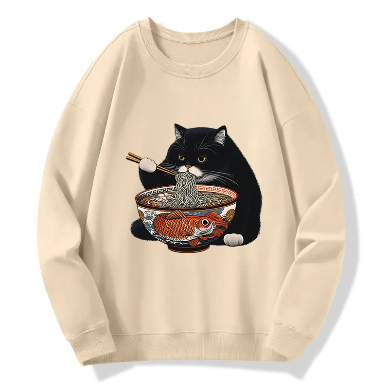 Tokyo-Tiger Fat Cat Eating Ramen Classic Sweatshirt