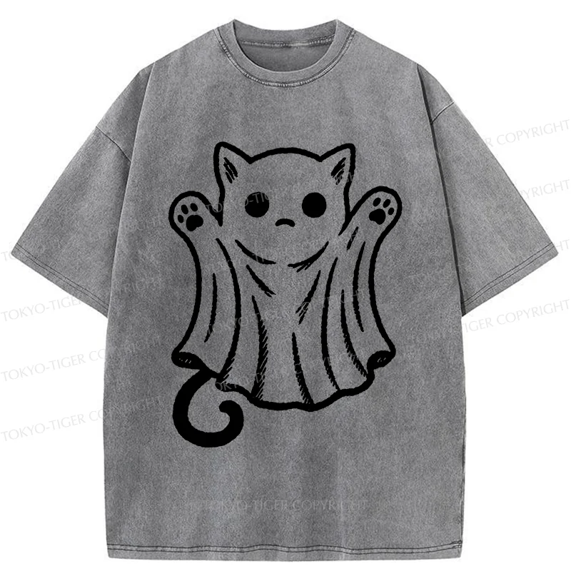 Tokyo-Tiger Cat Ghost Washed T-Shirt
