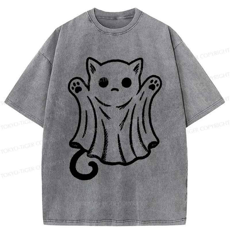 Tokyo-Tiger Cat Ghost Washed T-Shirt