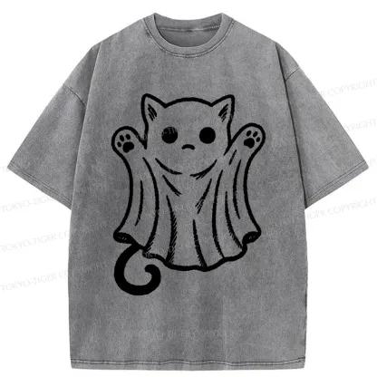 Tokyo-Tiger Cat Ghost Washed T-Shirt