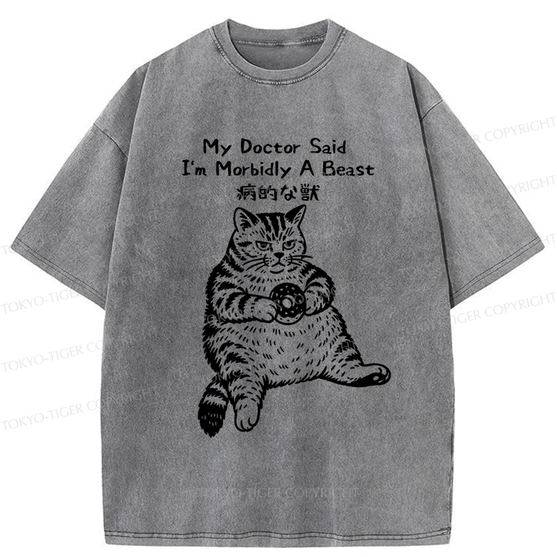 Tokyo-Tiger Lazy Fat Cat Washed T-Shirt