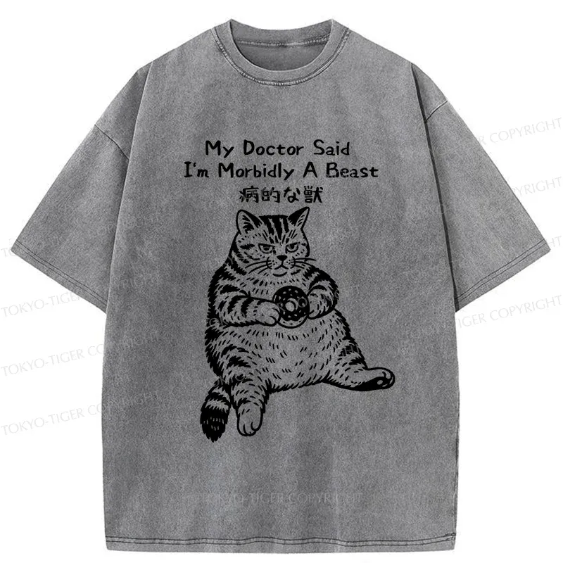 Tokyo-Tiger Lazy Fat Cat Washed T-Shirt