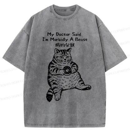Tokyo-Tiger Lazy Fat Cat Washed T-Shirt