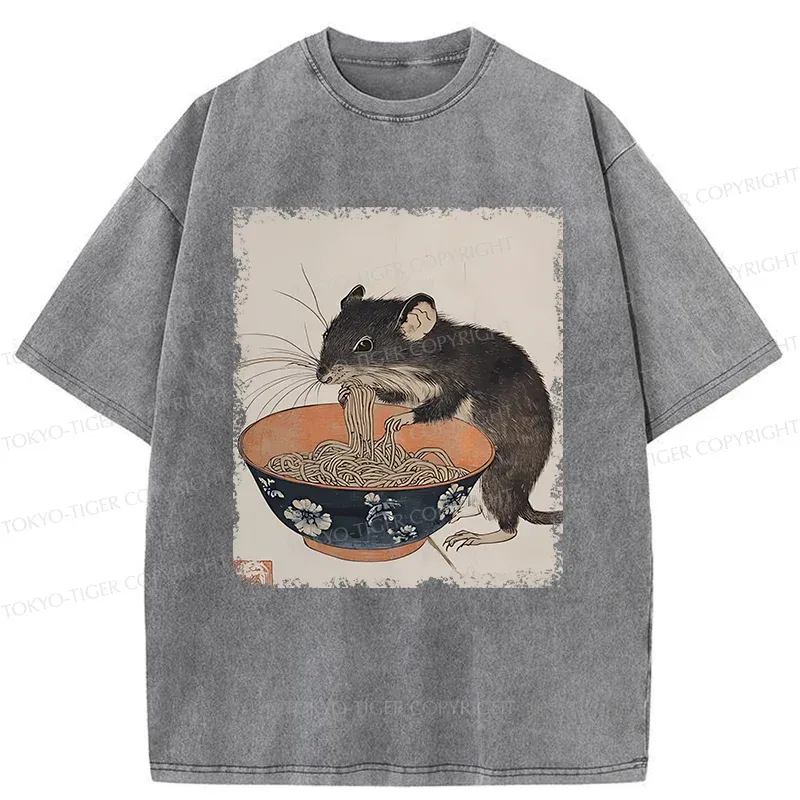 Tokyo-Tiger Mouse Steals Ramen Washed T-Shirt