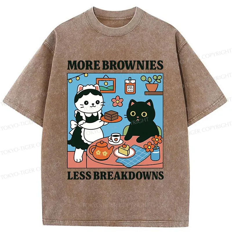 Tokyo-Tiger Cat Dessert Shop Washed T-Shirt