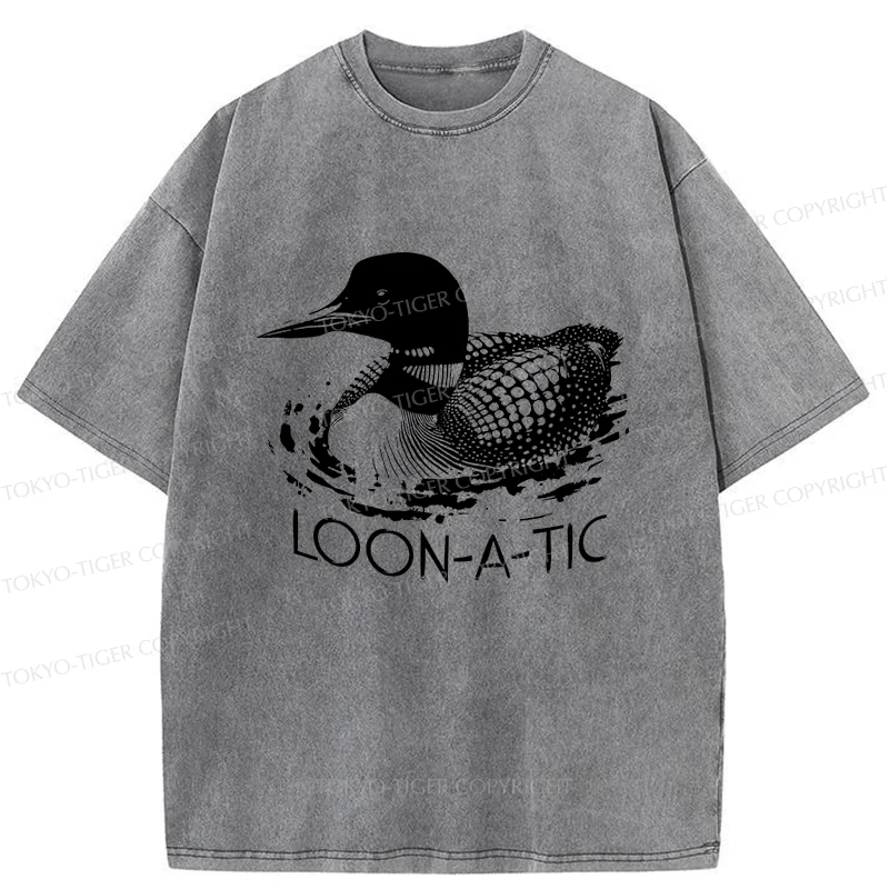 Tokyo-Tiger Loon-a-tic Funny Washed T-Shirt