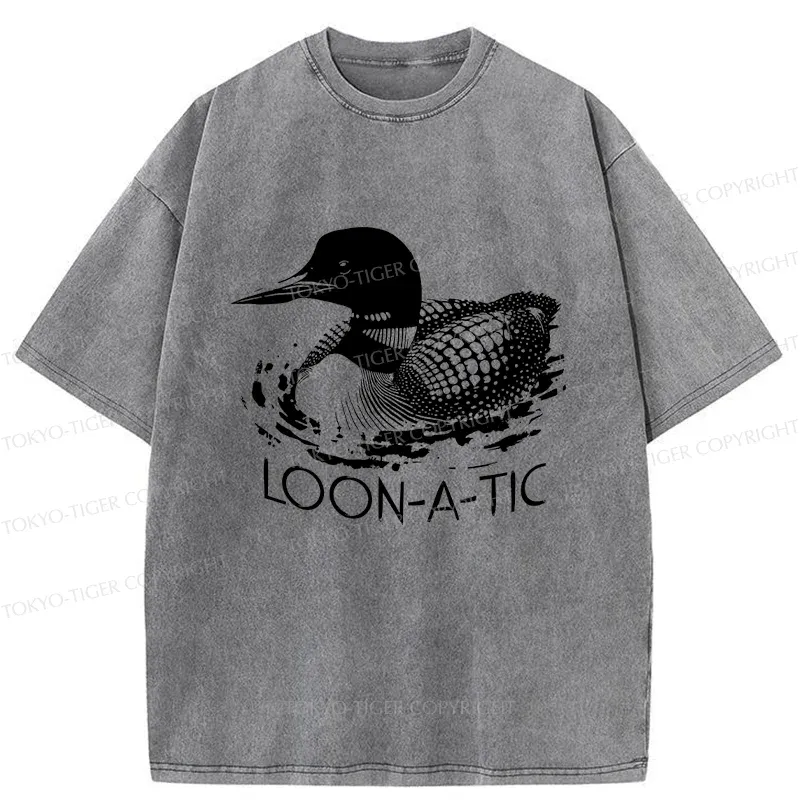 Tokyo-Tiger Loon-a-tic Funny Washed T-Shirt