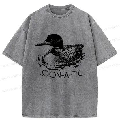 Tokyo-Tiger Loon-a-tic Funny Washed T-Shirt