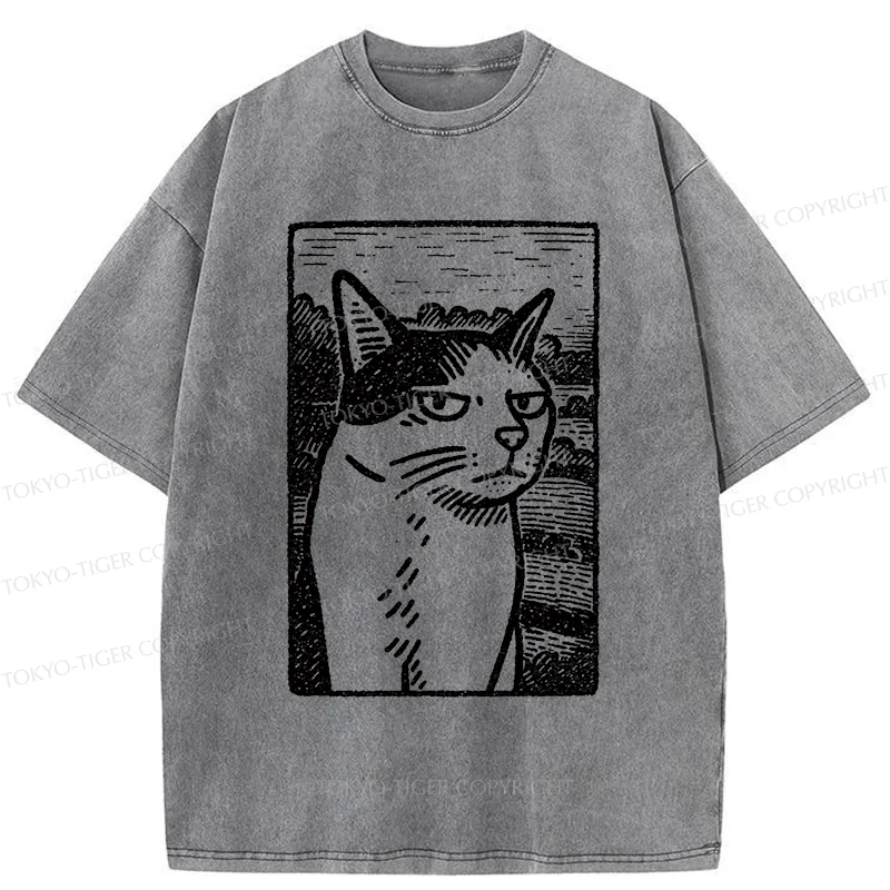Tokyo-Tiger Cat's Hateful Eyes Washed T-Shirt