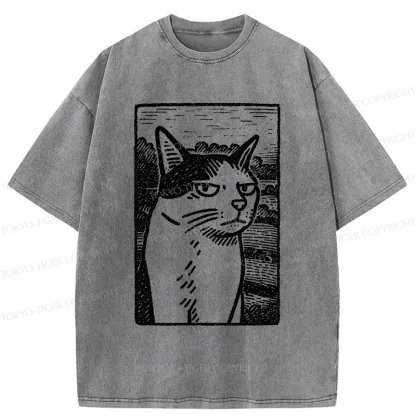 Tokyo-Tiger Cat's Hateful Eyes Washed T-Shirt