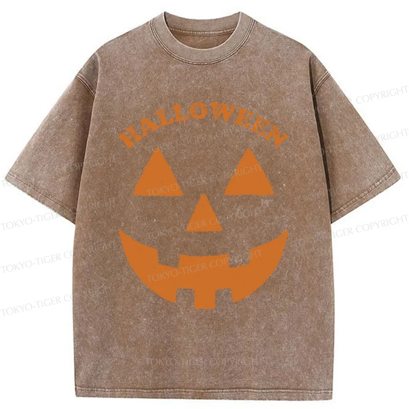 Tokyo-Tiger Fun Pumpkin Lantern Washed T-Shirt