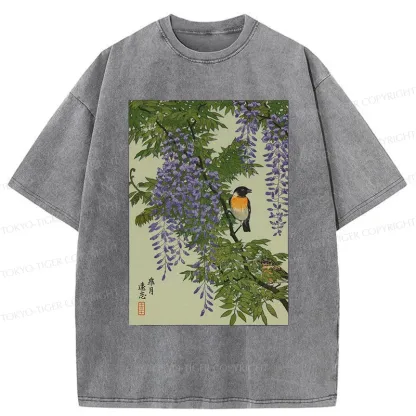 Tokyo-Tiger Wisteria Painting Washed T-Shirt