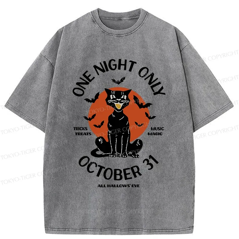 Tokyo-Tiger Halloween Black Cat Washed T-Shirt Sale