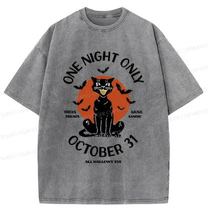 Tokyo-Tiger Halloween Black Cat Washed T-Shirt