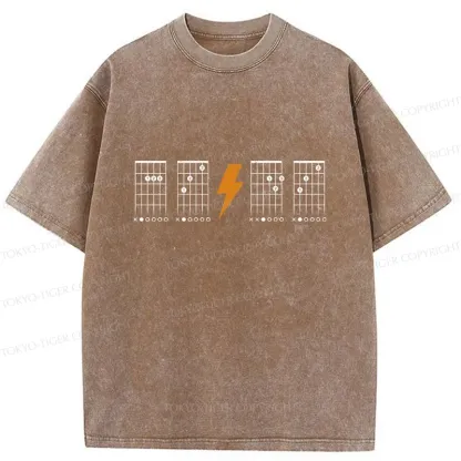 Tokyo-Tiger Funny Guitar Chords Washed T-Shirt