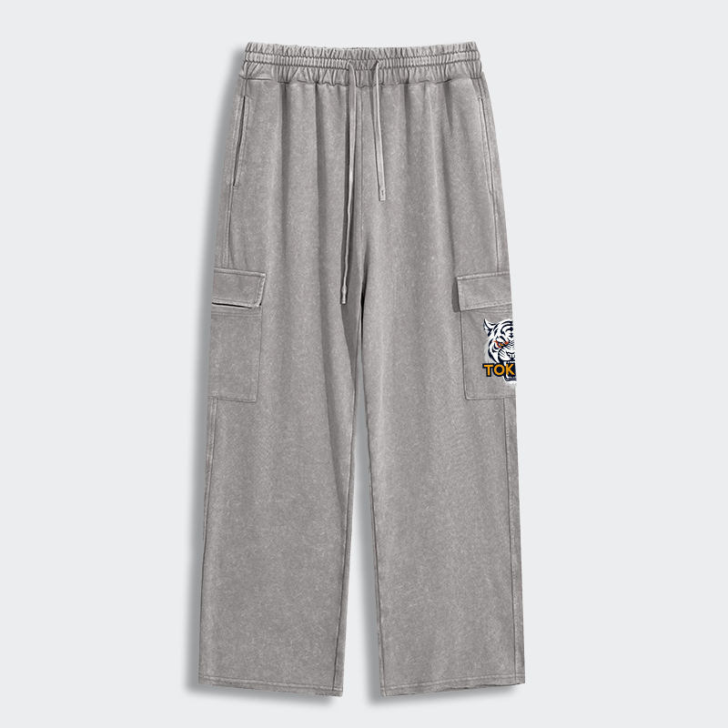 Tokyo-Tiger Logo Washed Utility Sweatpants