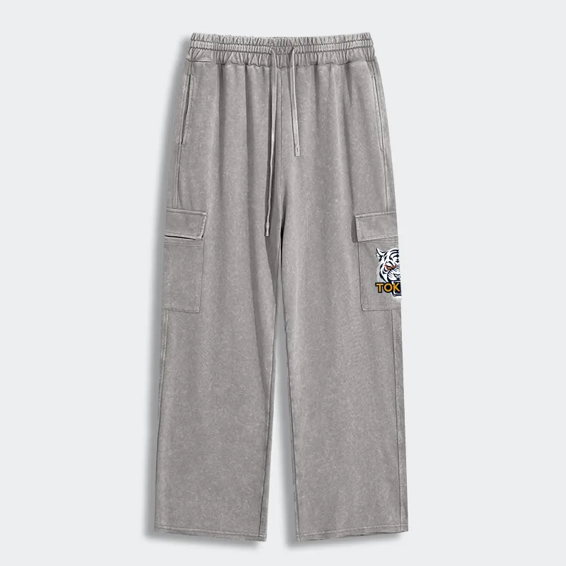 Tokyo-Tiger Logo Washed Utility Sweatpants