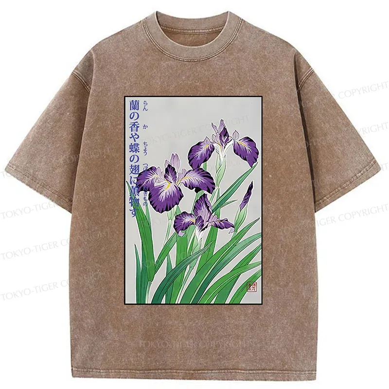 Tokyo-Tiger Japanese Iris Washed T-Shirt