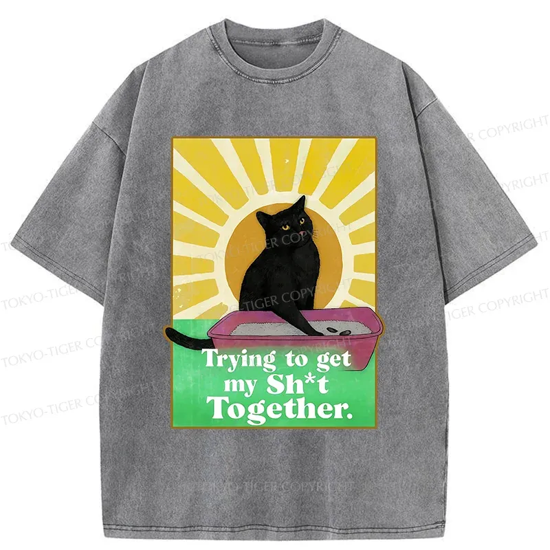 Tokyo-Tiger Cat That Scoops Up Shit Washed T-Shirt
