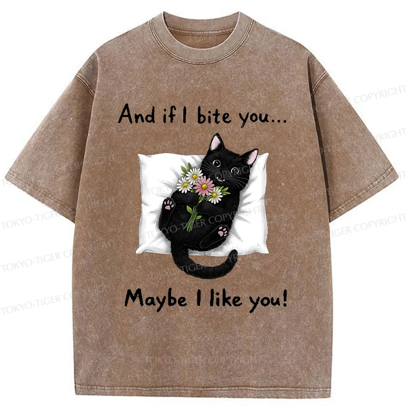 Tokyo-Tiger Cat's Expression Of Love Washed T-Shirt
