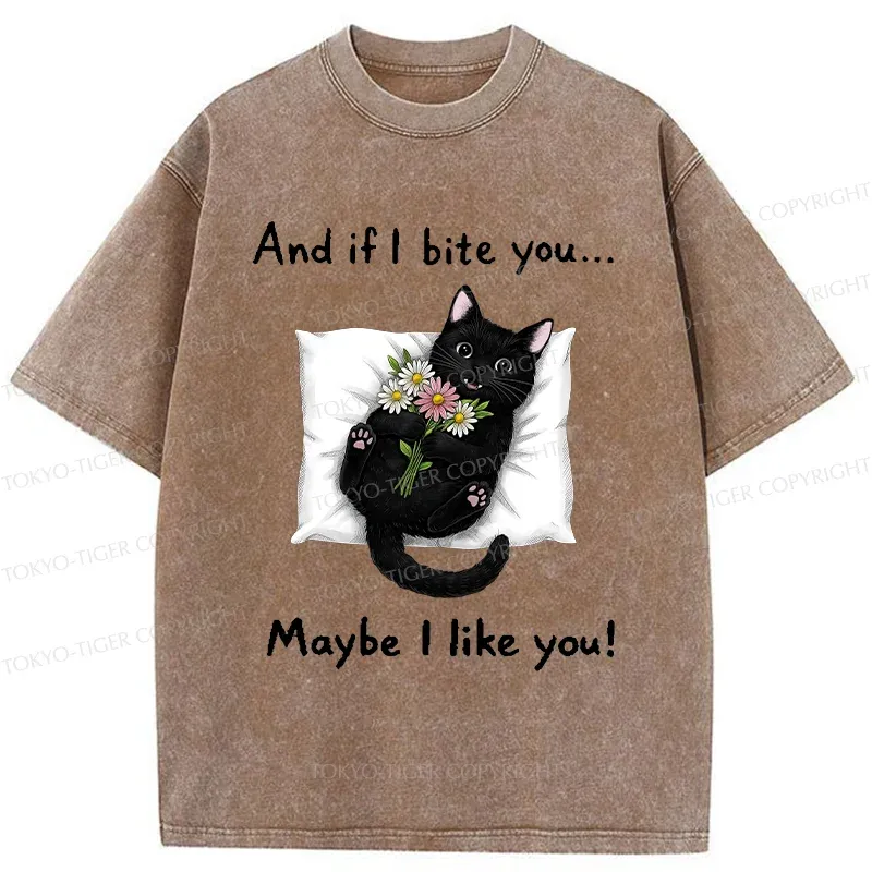 Tokyo-Tiger Cat's Expression Of Love Washed T-Shirt