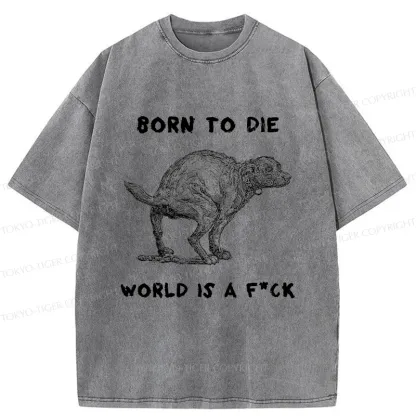 Tokyo-Tiger Dog Pooping Funny Washed T-Shirt