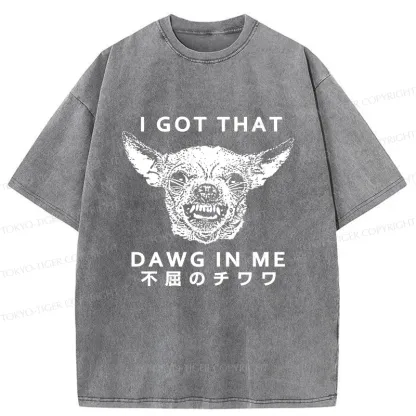 Tokyo-Tiger Indomitable Chihuahua Washed T-Shirt