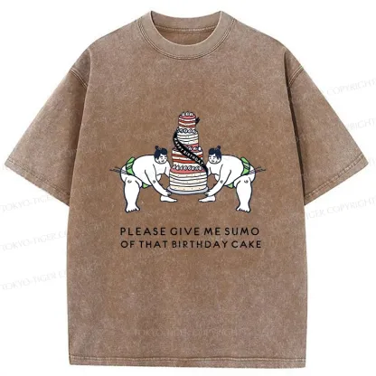 Tokyo-Tiger Sumo Wrestlers Lift The Cake Washed T-Shirt
