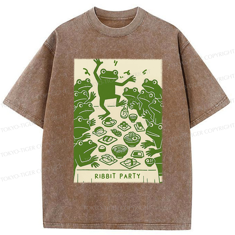 Tokyo-Tiger Ribbit Party Washed T-Shirt