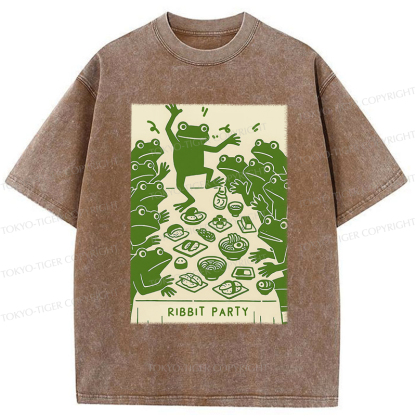 Tokyo-Tiger Ribbit Party Washed T-Shirt