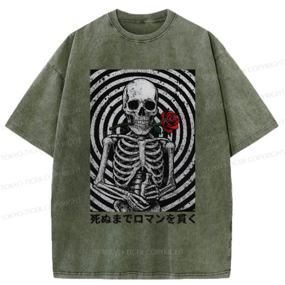 Tokyo-Tiger Rose and Skull Washed T-Shirt