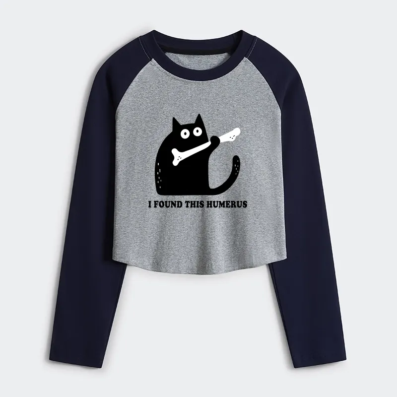 Tokyo-Tiger Cat Found This Humerus Women's Crop Raglan T-Shirt