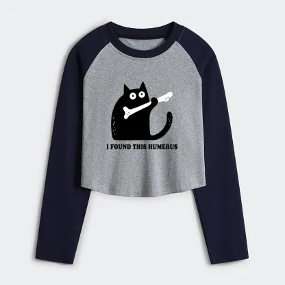 Tokyo-Tiger Cat Found This Humerus Women's Crop Raglan T-Shirt