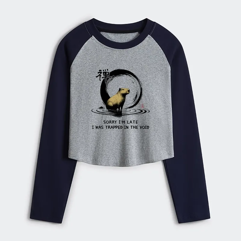 Tokyo-Tiger Zen Capybara Was Trapped In The Void Women's Crop Raglan T-Shirt
