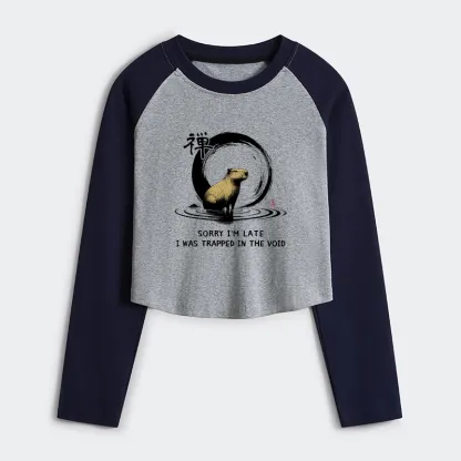 Tokyo-Tiger Zen Capybara Was Trapped In The Void Women's Crop Raglan T-Shirt
