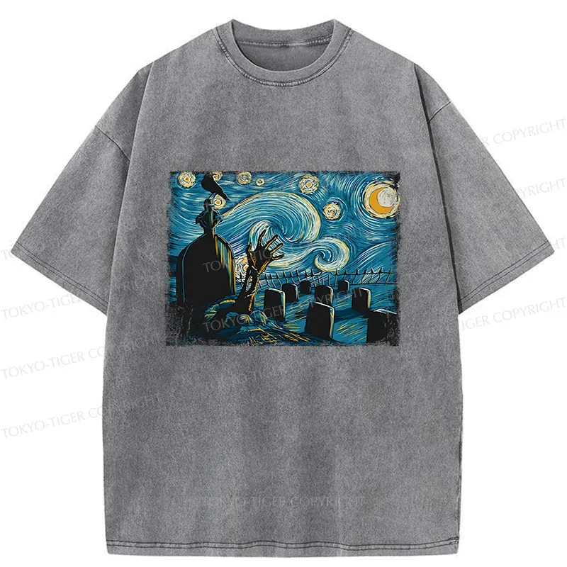 Tokyo-Tiger Halloween Under The Stars Washed T-Shirt