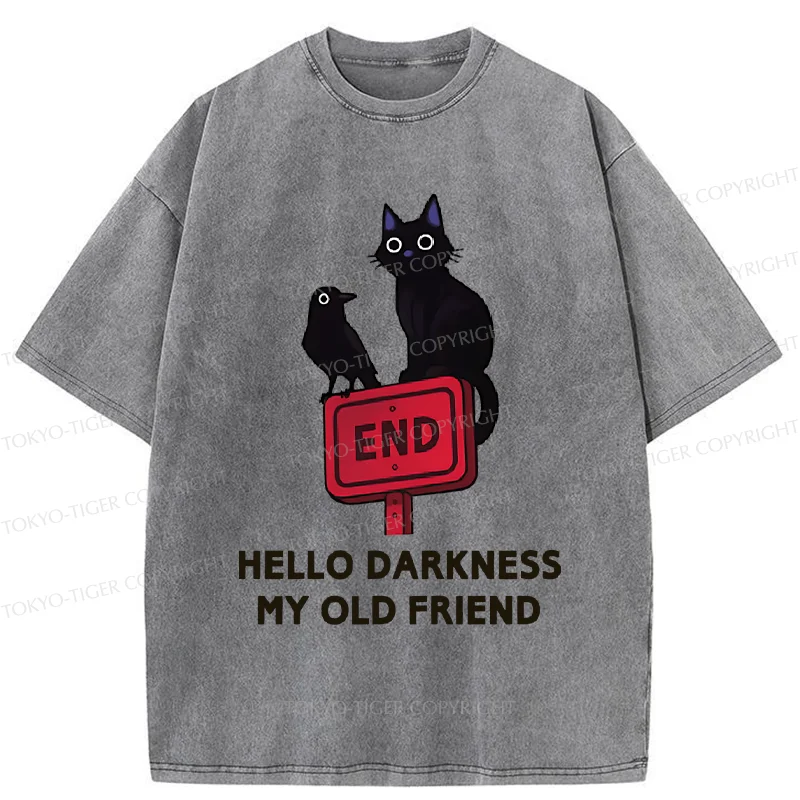 Tokyo-Tiger Black Cat And Crow Washed T-Shirt