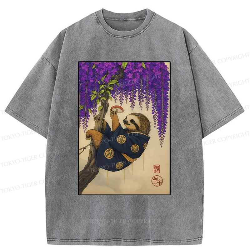 Tokyo-Tiger Japanese Sloth Washed T-Shirt