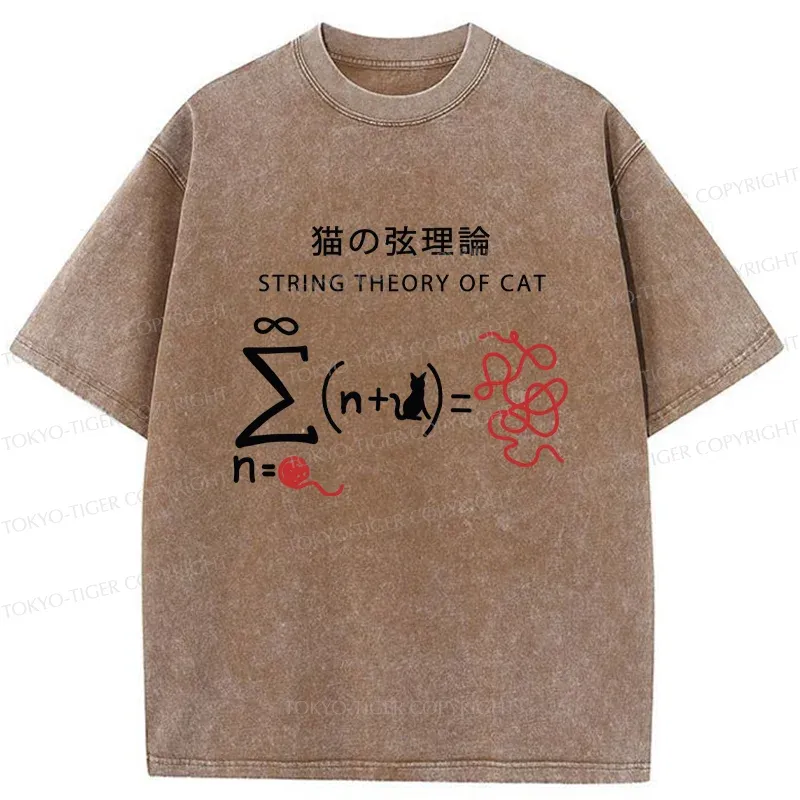 Tokyo-Tiger String Theory Of Cat Washed T-Shirt