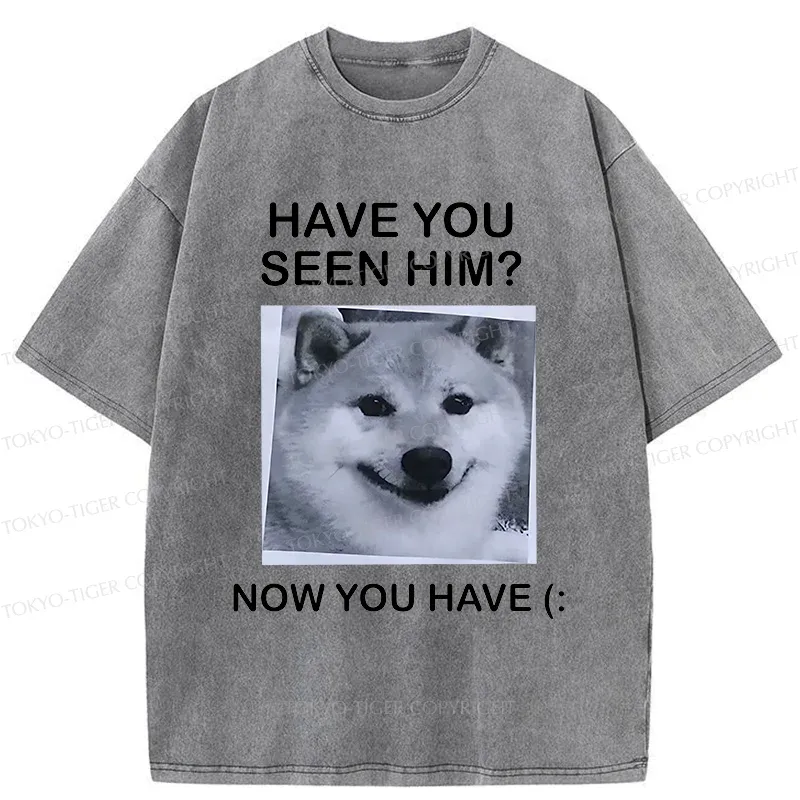 Tokyo-Tiger Funny Dog Washed T-Shirt