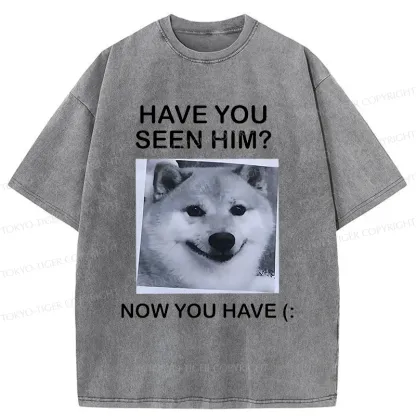 Tokyo-Tiger Funny Dog Washed T-Shirt