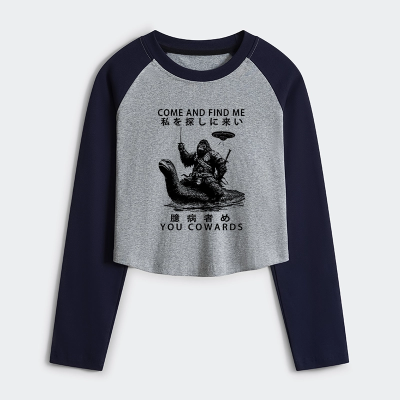 Tokyo-Tiger Can You Find Us Women's Crop Raglan T-Shirt