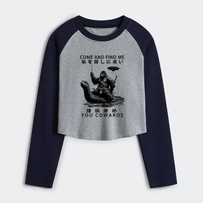 Tokyo-Tiger Can You Find Us Women's Crop Raglan T-Shirt
