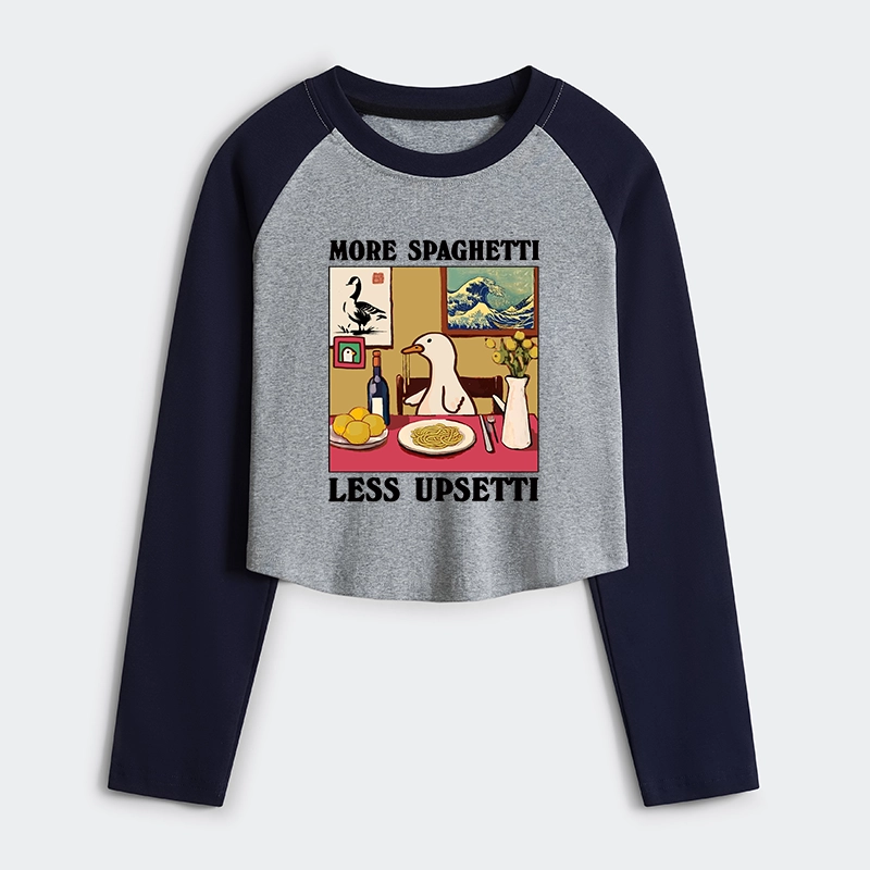 Tokyo-Tiger More Spaghetti Less Upsetti Goose Women's Crop Raglan T-Shirt